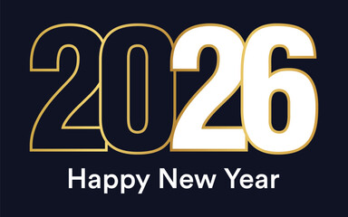 Happy New Year 2026 text design vector, Happy New Year 2026 typography