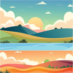 Obraz premium Playful Abstract Wavy Vector Background Set