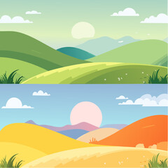 Obraz premium Playful Abstract Wavy Vector Background Set