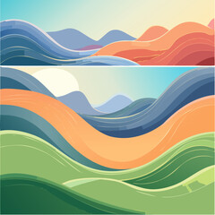 Minimalist Wavy Swirl Vector Background Set