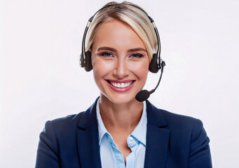 Call center support portrait blonde womman