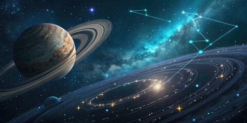 Explore the universe planets and constellations in deep space for astronomy and science enthusiasts