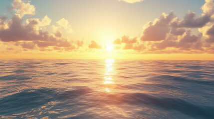 Obraz premium sky over calm sea. beach at sunset. sea and sunny sky on horizon over calm water