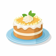 Vector Cake with Cream on Plate Illustration