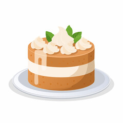 Vector Cake with Cream on Plate Illustration