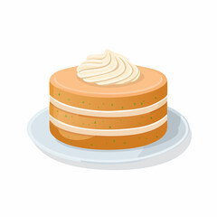 Vector Cake with Cream on Plate Illustration