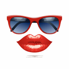 Bold Red Lips and Oversized Sunglasses