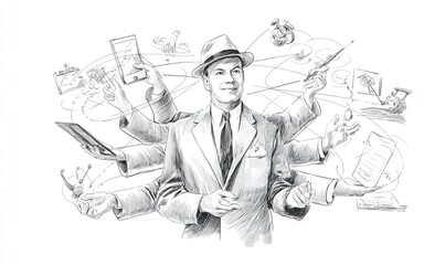 sketch of business man drawing