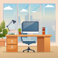 Illustration of Home Office Desktop