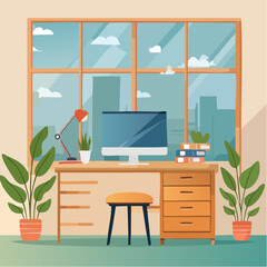 Illustration of Home Office Desktop