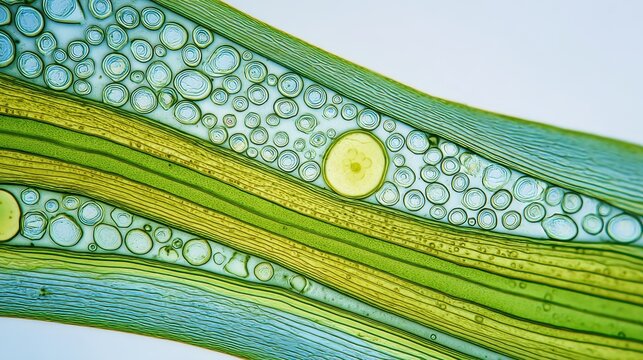 Close-Up Microscopy Image of Plant Cell Walls