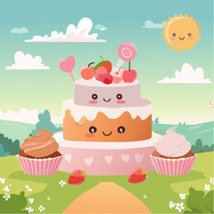 Cute Kawaii Character and Dessert Icons