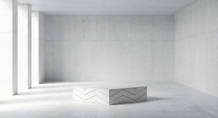 Elegant 3d concrete studio with waveform platform for product mockups
