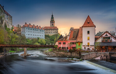 Explore the enchanting beauty of Cesky Krumlov at sunset by the river