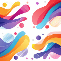 Colorful Abstract Flowing Shapes Background Set