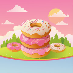 Tasty Donuts on a Pink Background