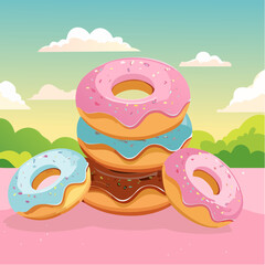 Tasty Donuts on a Pink Background