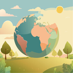 Earth Globe with Continents in Soft Tones