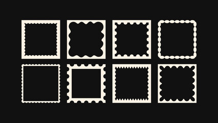 Artistic square frame set in cut-out cartoonish style. Unique vector elements for decorating posters and visual identity projects.