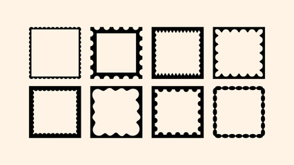 Naive-style square frames with collage vibes and cut-out texture. Great for adding character to any design.