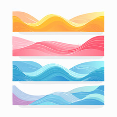 Abstract Playful Dynamic Colorful Gradient Wavy Lines Poster Background Set Vector Illustration