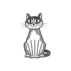 Coloring Page Outline of Cute Cat