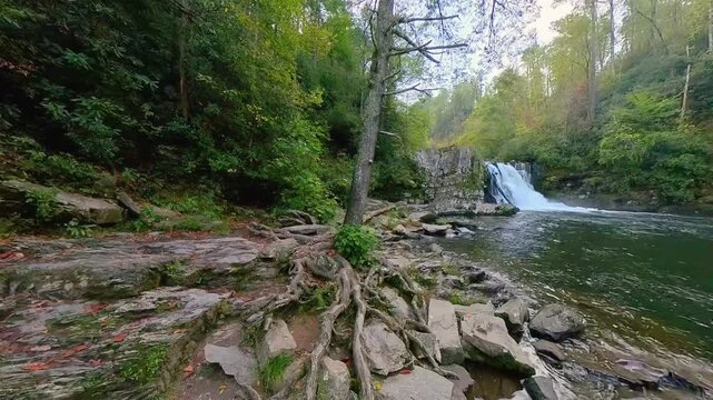 Rocky Shore Along Abrams Falls in Great Smoky Mountains National Park