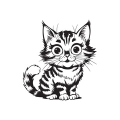 Coloring Page Outline of Cute Cat