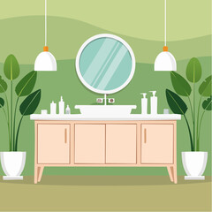 Contemporary Bathroom Vanity with Mirror and Sink