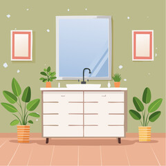 Contemporary Bathroom Vanity with Mirror and Sink