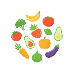Fruits and Vegetables Icon Set