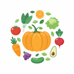 Fruits and Vegetables Icon Set
