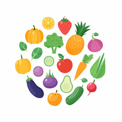 Fruits and Vegetables Icon Set