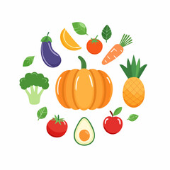 Fruits and Vegetables Icon Set