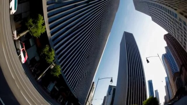 4K Video With Dutch Angle View of City Architecture and Traffic