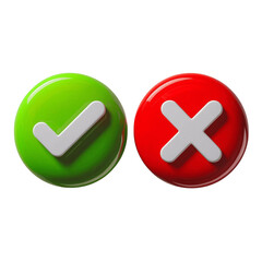 Obraz premium Glossy green checkmark and red cross buttons
