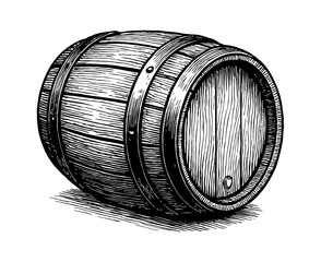 Wooden barrel container for liquid storage, aged and rustic in 3D Rendering