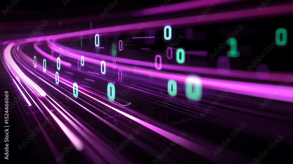 Poster digital data flowing along light streams