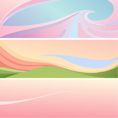 Minimalist Pastel Swirl Abstract Background Set Vector Illustration