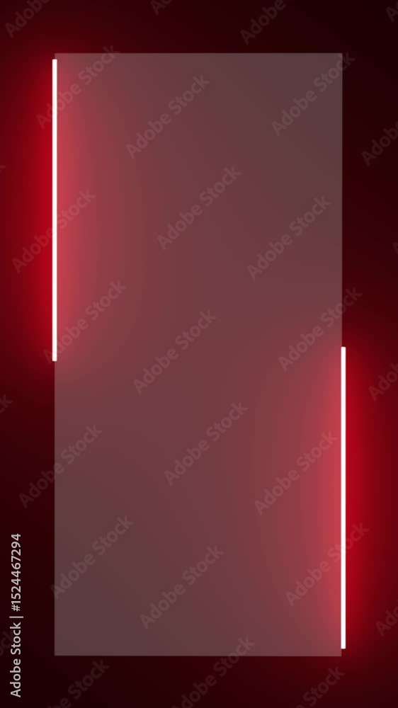 Poster red effect neon glowing frame background. repetitive motion animation and flashing. bright neon ligh