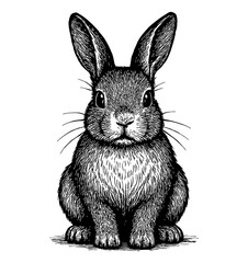 Rabbit silhouette illustration of a cute bunny in black and white, simple vector design
