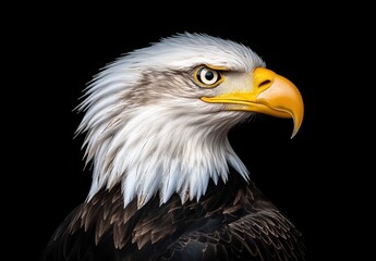 Obraz premium Close-up of bald eagle with intense gaze.