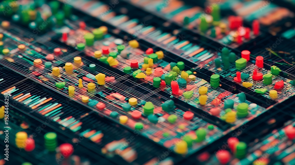 Poster abstract data visualization with colorful blocks