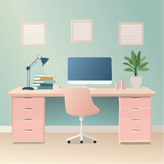 Minimalist Pastel Home Office Desk
