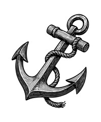 Simple flat design style of anchor isolated on plain black background.