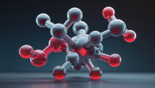 photorealistic ball and stick model of benzaldehyde