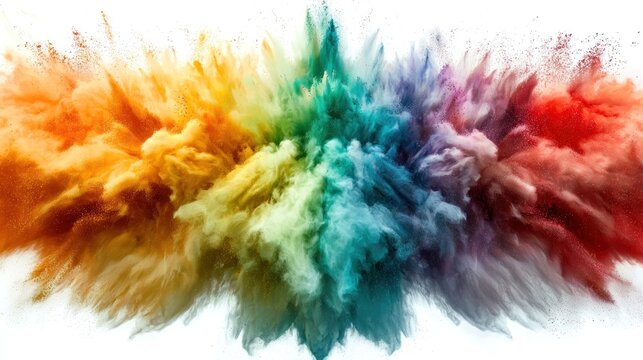 Vibrant explosion of colorful powder creates an eye-catching abstract design