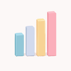 Pastel 3d Bar Chart Vector Illustration