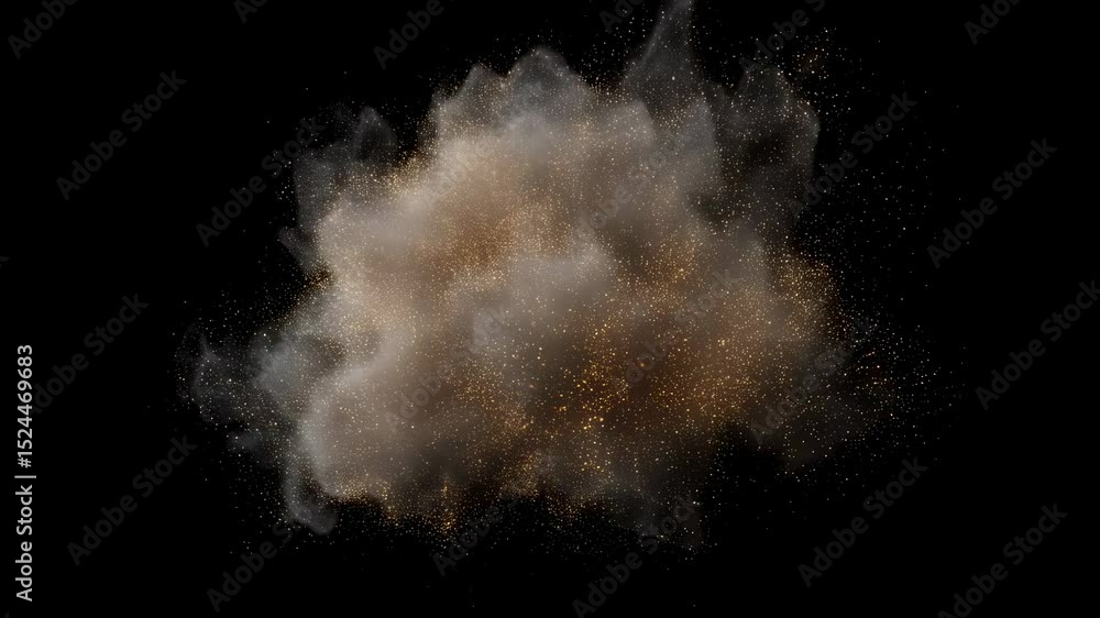Aufkleber golden particles and wisps of smoke mix and swirl against a dark background, creating an abstract an