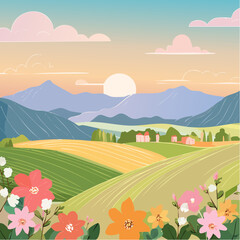 Obraz premium Floral Line Art Backgrounds